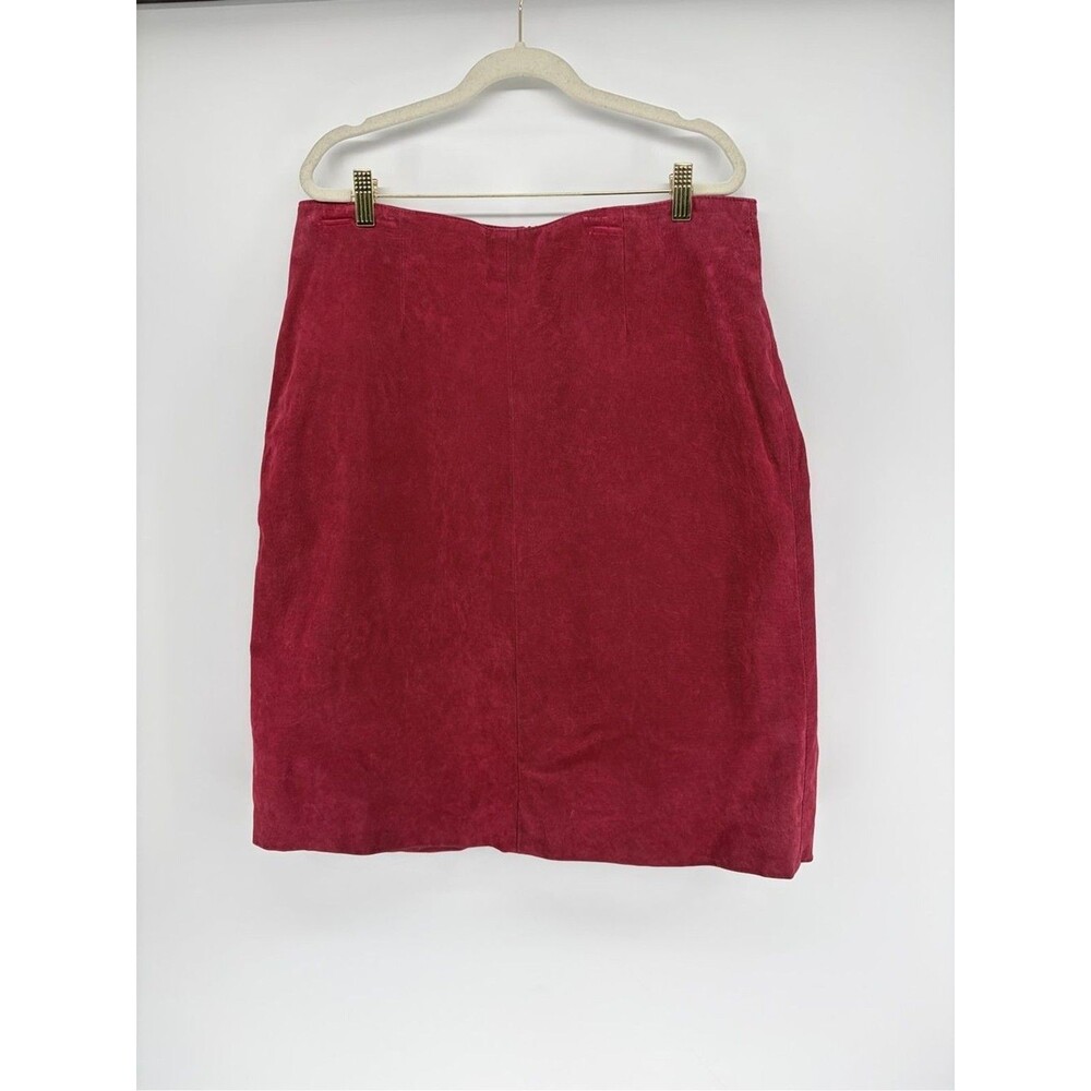 Vintage Genuine Leather Suede Knee Length Pencil Skirt Sz 16 Red Plus